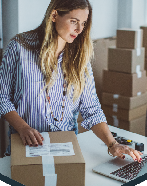 Business woman shipping packages