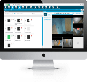 Image of an Apple computer displaying the user-friendly dashboard of the MCC Secure Hattrix commercial security camera system, highlighting its advanced features and capabilities in providing top-notch business security systems.