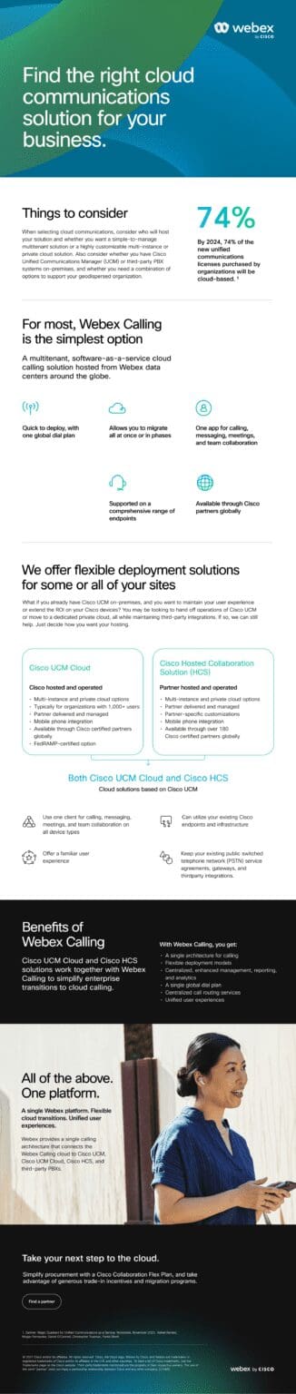 Find the right Cisco Webex cloud communications solution for your business phone system. Webex Cloud Calling