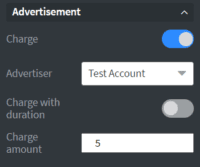 MCC Media Advertising settings