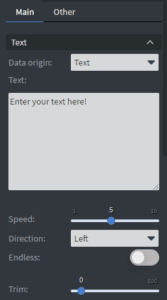 MCC Media Scroll Text options
