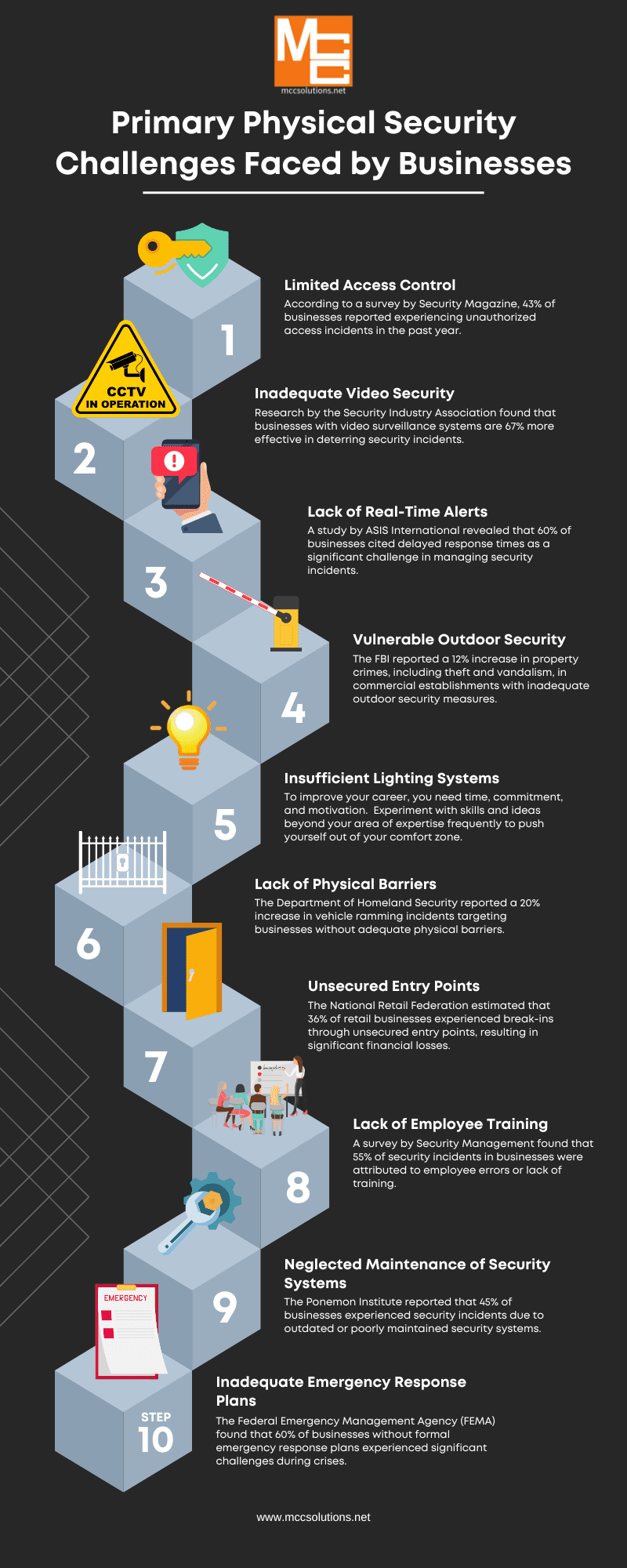 Primary Physical Security Challenges Faced by Businesses infographic