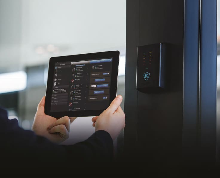 Kantech Entrapass proximity card controls and biometric controls for building access control- Business door card readers for access control system