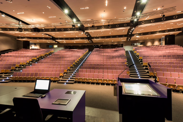 University auditorium with AV equipment
