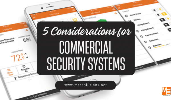 5 Considerations for Commercial Security Systems blog post graphic