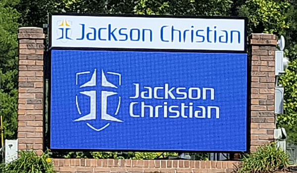 Jackson Christian School outdoor digital signage for church technology solutions