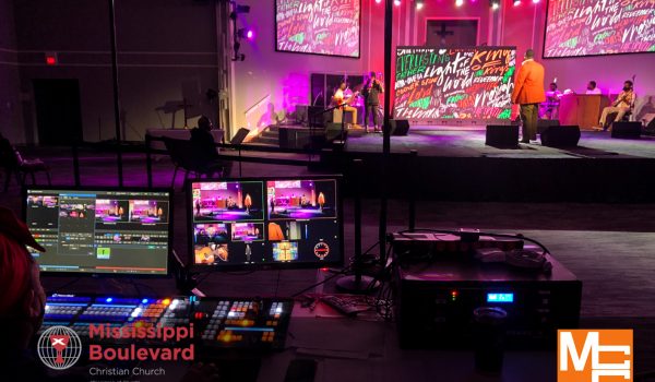 MCC Audio Visual solutions, lighting, sound and video production installed at Mississippi Blvd Church Southwind