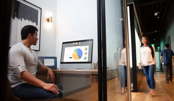 Cisco Webex DeskPro video conferencing device in a huddle space